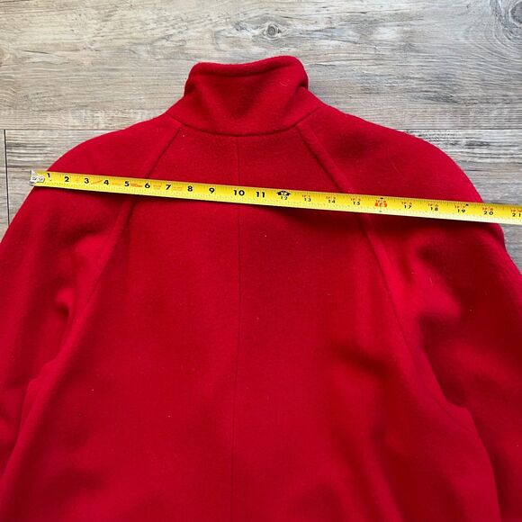 Karen Wool Trench Women's XL Coat Button Red Holiday Vintage 80s Long Pockets - Picture 5 of 11